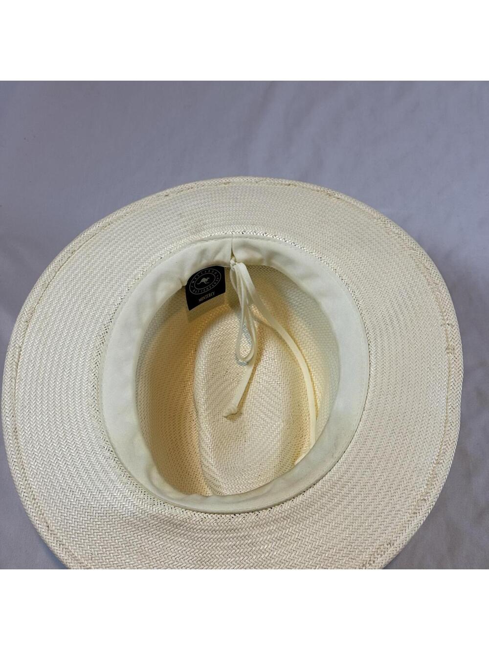 Wallaroo Monterey Hat Company Straw Panama Fedora Sun Hat Cream Ivory Black Band - Picture 8 of 8